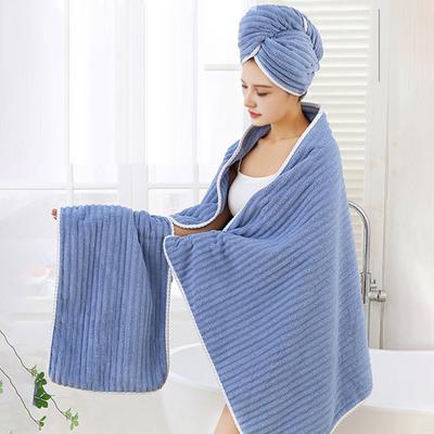 3 шт./набор Абсорбирующее банное полотенце Большое полотенце-обертывание для ванны из кораллового вельвета Набор шапочек для волос Безворсовое обертывание для сушки после душа для ванной комнаты, спортзала, пляжа, путешествий