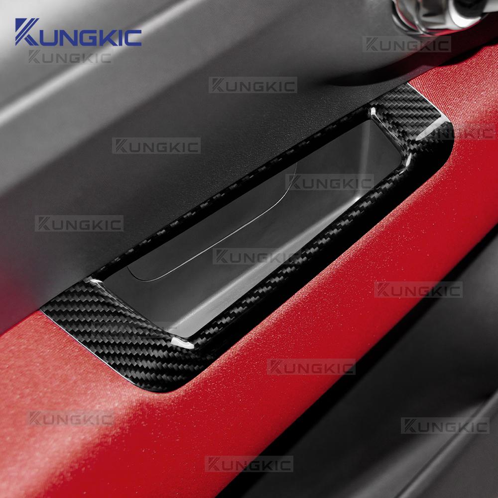LHD RHD Real Hard Dry Carbon Fiber Sticker For Fiat 500 Abarth 595 695 2008-2024 Car Rearview Mirror Adjustment Switch Storage