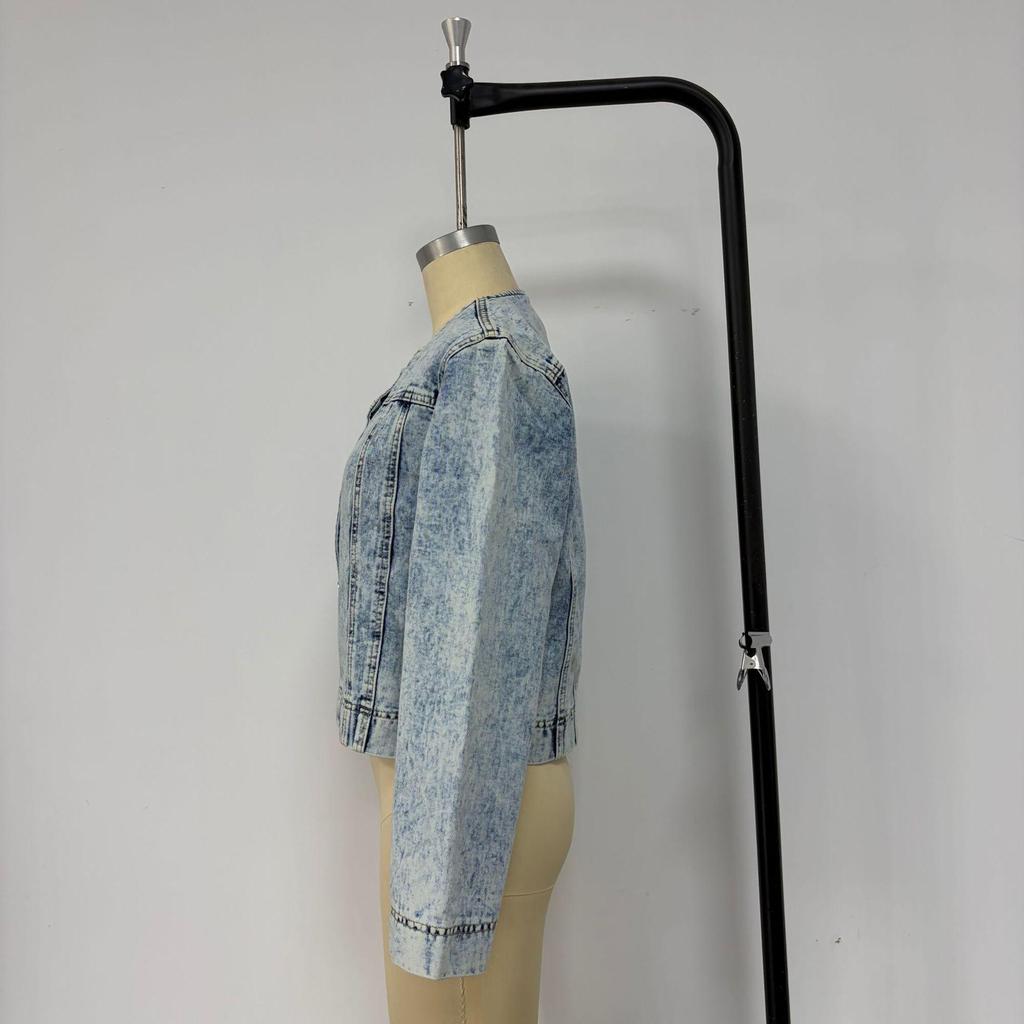 Женская джинсовая куртка с эффектом сильной потертости, повседневная