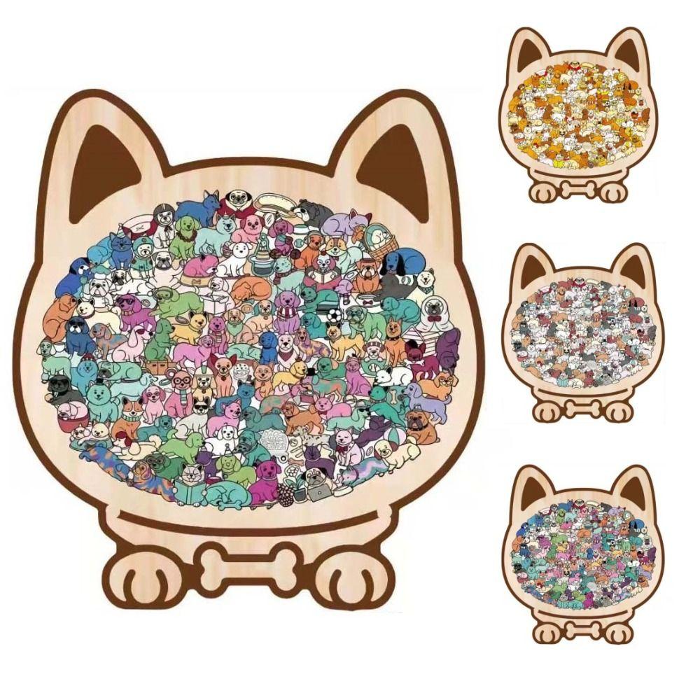 Animal Shape Dog Shaped Puzzle Thinking Training Children's Puzzle Puppies Wooden Puzzle  Kids Toy