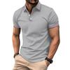 New Arrival Men's Casual Polo Shirt Collar Patchwork with Ribbed Trim Button-Front Business Solid Colour Versatile T-Shirt