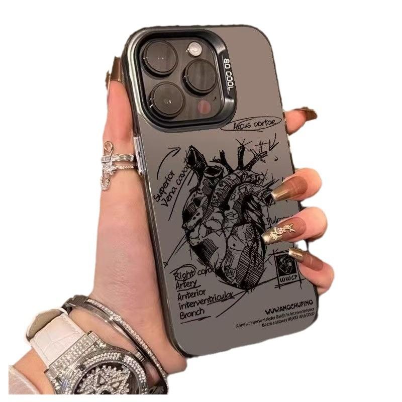 Новый модный бренд сердце подходит для чехла для мобильного телефона iphone17 Apple 16promax/15 противоударный 14pro13/12x