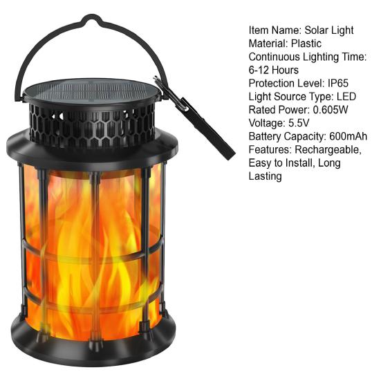 Мерцающее пламя солнечный фонарь уличный водонепроницаемый светодиодный свет IP65 водонепроницаемый автоматическое включение/выключение подвесной солнечный фонарь с танцующим пламенем
