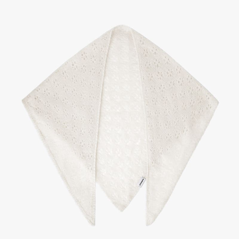 mellotory 100% cashmere crochet shawl muffler (ivory)