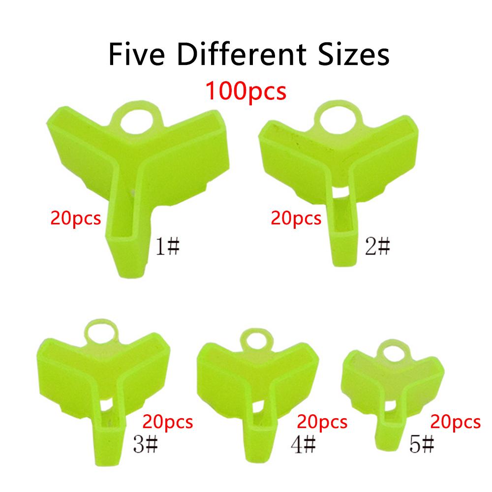 100 Pcs Fishing Hook Bonnets Treble Hook Safety Holder Covers, 5 Sizes, Green