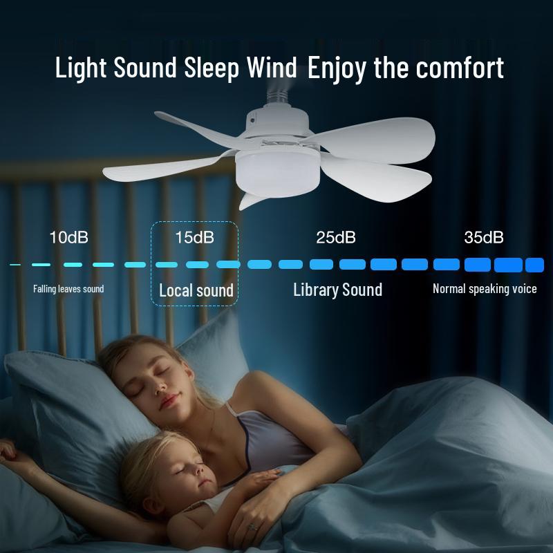 Потолочный светодиодный вентилятор с цоколем E27 и пультом дистанционного управления - Энергосберегающий свет для спальни, кухни, ванной комнаты, ресторана