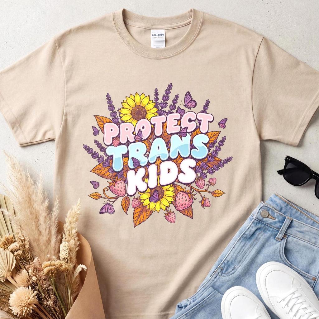 Protect Trans Kids Shirt, Floral Botanical Graphic Tee, Love Wins Shirt, Subtle Pride Transgender Ally Gift Apparel