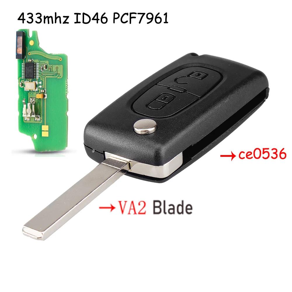 KEYYOU For Citroen C5 X7 C2 C3 C4 Grand Picasso Berlingo C6 C8 3 Buttons light Remote Car Key VA2/HCA 433Mhz ID46 CE0523 Ce0536