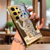 Блестящий Кот с Драгоценным Камнем Электрооplated Золотой Чехол Для Телефона Samsung Note 10 20 A06 A07 A12 A13 A14 A15 A16 A17 A22 A23 A25 Стеклянная Крышка