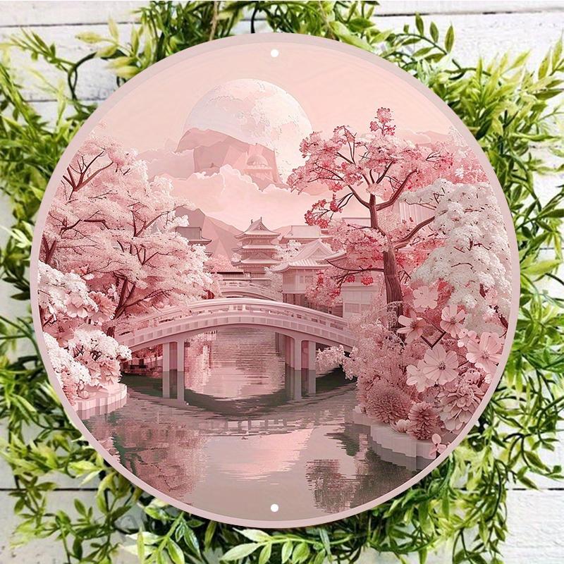 Деревянный круглый настенный знак японского храма, устойчивый к царапинам, наружный и внутренний декор, настенное искусство, домашнее украшение для настенного крепления на входную дверь церкви