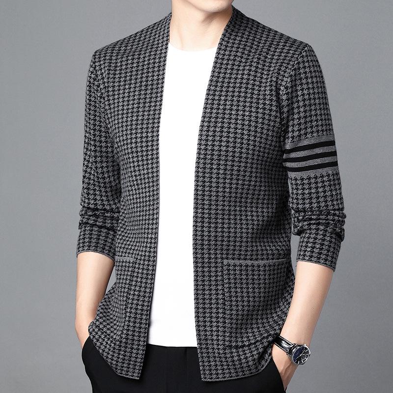 Young and Middle-aged Men's Spring New Sweater Cardigan Coat Korean Version of Casual Top Tide