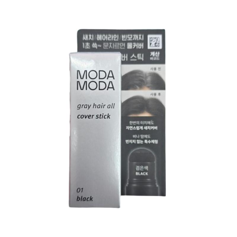 MODAMODA Стик-корректор седых волос Черный 2.5 г – Мгновенное закрашивание седины, Коррекция линии роста волос и пробора, Стойкое прилегание
