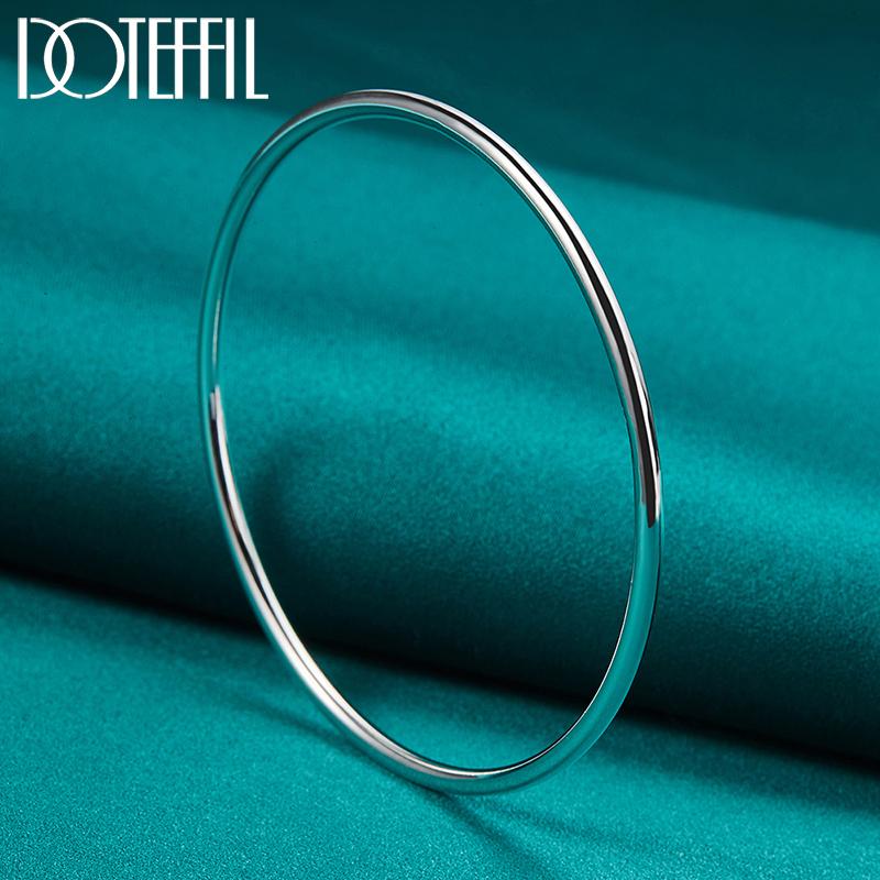 925 стерлингового серебра модный 3 мм гладкий браслет модные ювелирные изделия