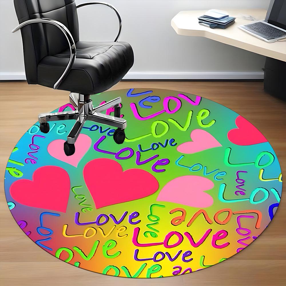 1pc Love Hearts Chair Carpet for Office Machine Washable Rug for Office, Good Gift for Family or Friends yy251225243