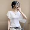 Summer Women's European T-Shirt Sexy O-Neck Hollow Out Hot Diamonds Design Tops Ladies Chic Short Sleeve Slim Tees