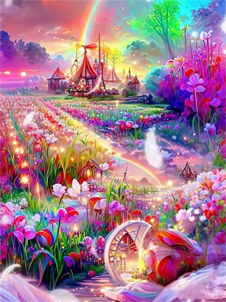 Набор для алмазной живописи «Цветочная фантазия» Полный квадратный круглый вышитый мозаичный дом Пейзаж Домашний декор