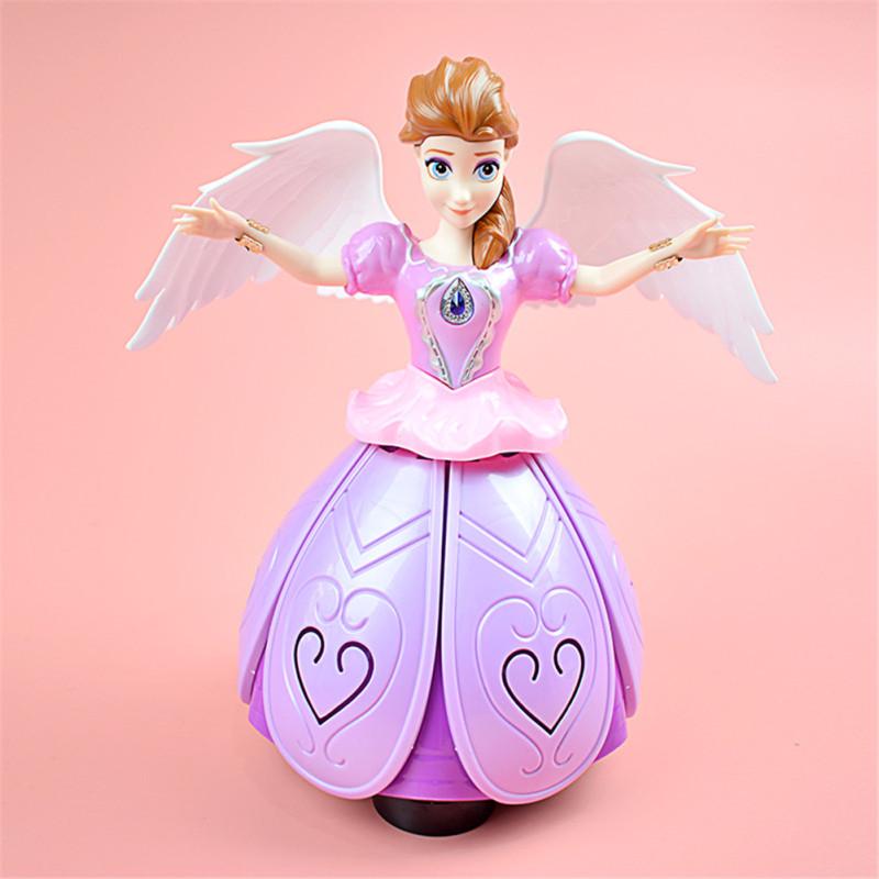 Кукла принцессы, игрушки «Холодное сердце», кукла Эльзы и Анны с крыльями, фигурка, вращающийся танцевальный проекционный свет