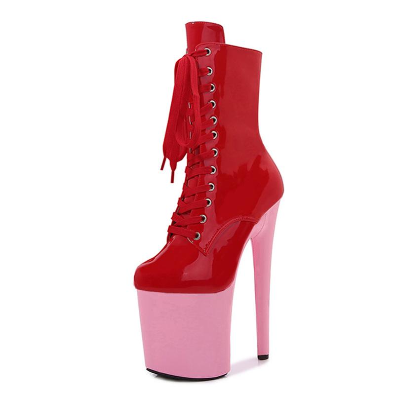 LAIJIANJINXIA Новые 20 см/8 дюймов Розовый ПУ верх Сексуальные Экзотические Высокий каблук Платформа Вечеринка Женские Ботинки Модели Обувь для танца на пилоне SY-A105