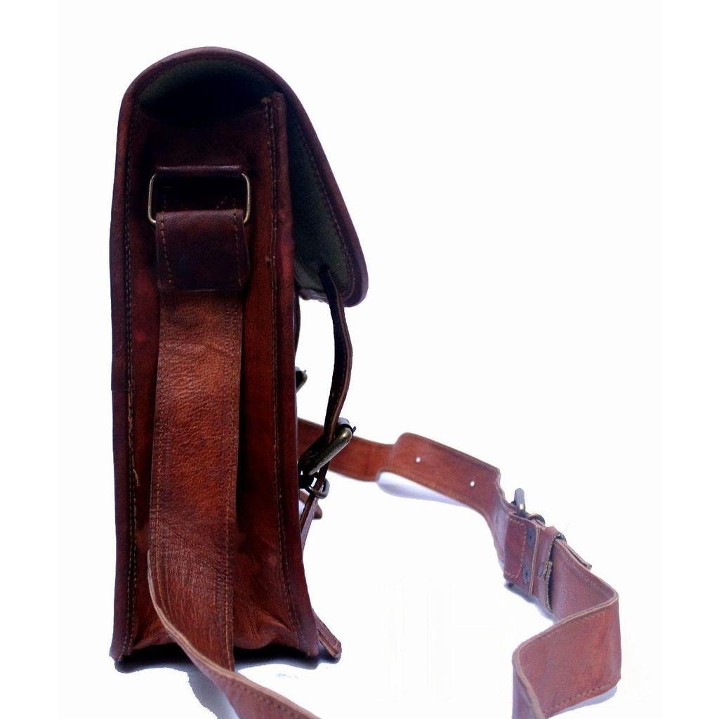 Vintage Leather Messenger Bag for Men and Women Shoulder Brown Laptop Briefcase