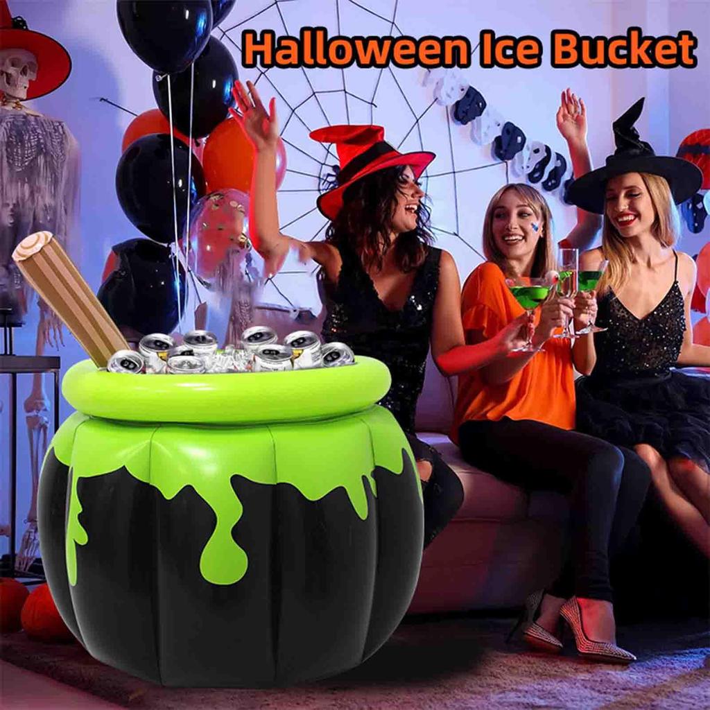 Halloween Inflatable Cooler Inflatable Cauldron Ice Bucket Blow Up Beverage Holder Photo Prop Decoration for Yard Backyard
