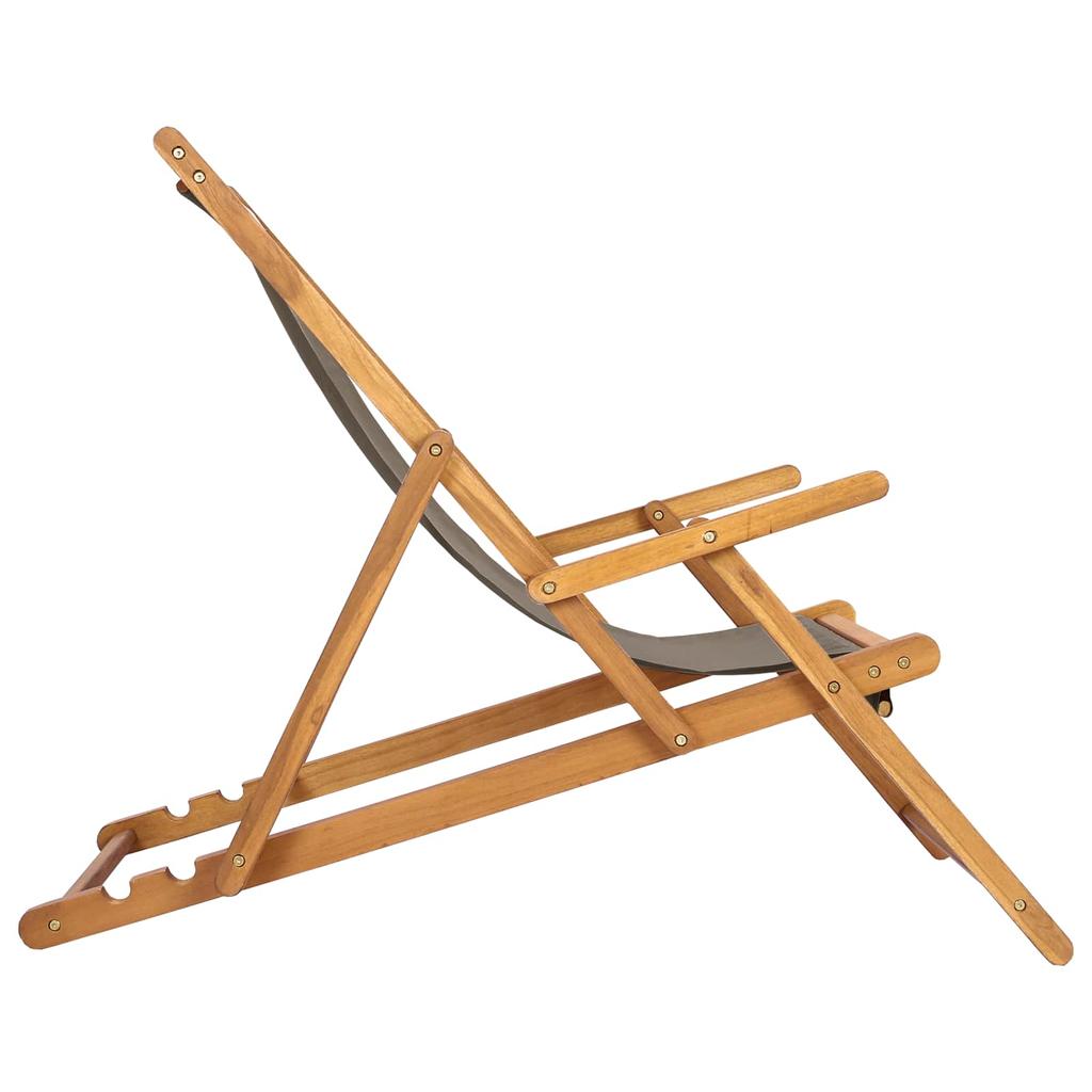 Folding Beach Chair Taupe Solid Teak Wood