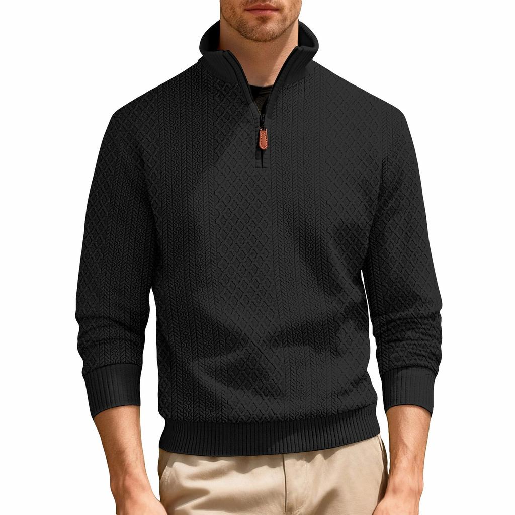 Мужская повседневная свободная однотонная спортивная толстовка с текстурой, на молнии, с длинным рукавом и воротником-стойкой для улицы