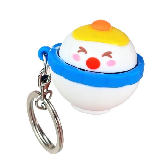 Egg Yolk Rice Clicker Keychain Toy Stress Relief Cartoon Rice Bowl Decompression Button Fidget Key Ring Bag Backpack Purse