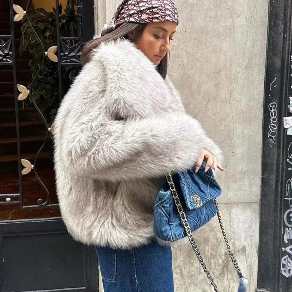 Женское осенне-зимнее пальто из искусственного меха, плюшевая пушистая женская куртка, новинка в верхней одежде, белое, красное, серое, черное, пальто из шерстяных смесей