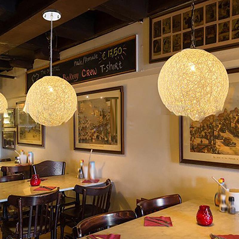 Круглый Лаконичный Плетеный из Ротанга Шар Подвесной Абажур для Лампы Световые Аксессуары(Диаметр 20 см)