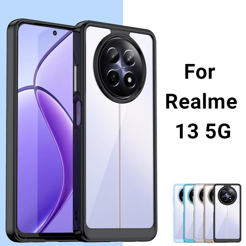 Чехол для Realme 13 5G Чехол для Realme 13 5G Funda Прозрачный ПК + ТПУ Силиконовый Ударопрочный Защитный Чехол на Заднюю Панель Телефона Для Realme 13 5G