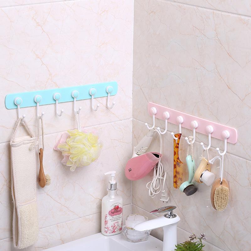 Multifunction Kitchen Storage Hook Holder 6 Hooks Wall Door Hanger Hooks for Spoon Scoop Bathroom Kitchen Organizer