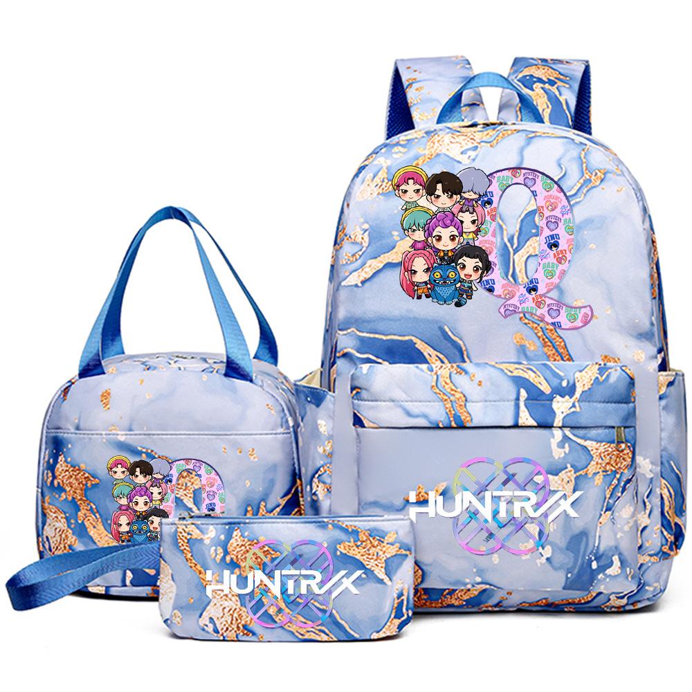 3Pcs/set 26 English Letter K-pop Printed Backpack Handbag Pencil Case for Teenager Student Girl Boy Bookbag Schoolbag Women Large Capacity Travel Bag