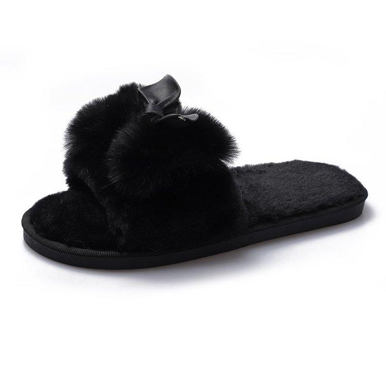 Women House Slippers Faux Fur Fashion Warm Shoes Woman Slip On Flats Female Slides Black Pink Cozy Home Furry Slippers