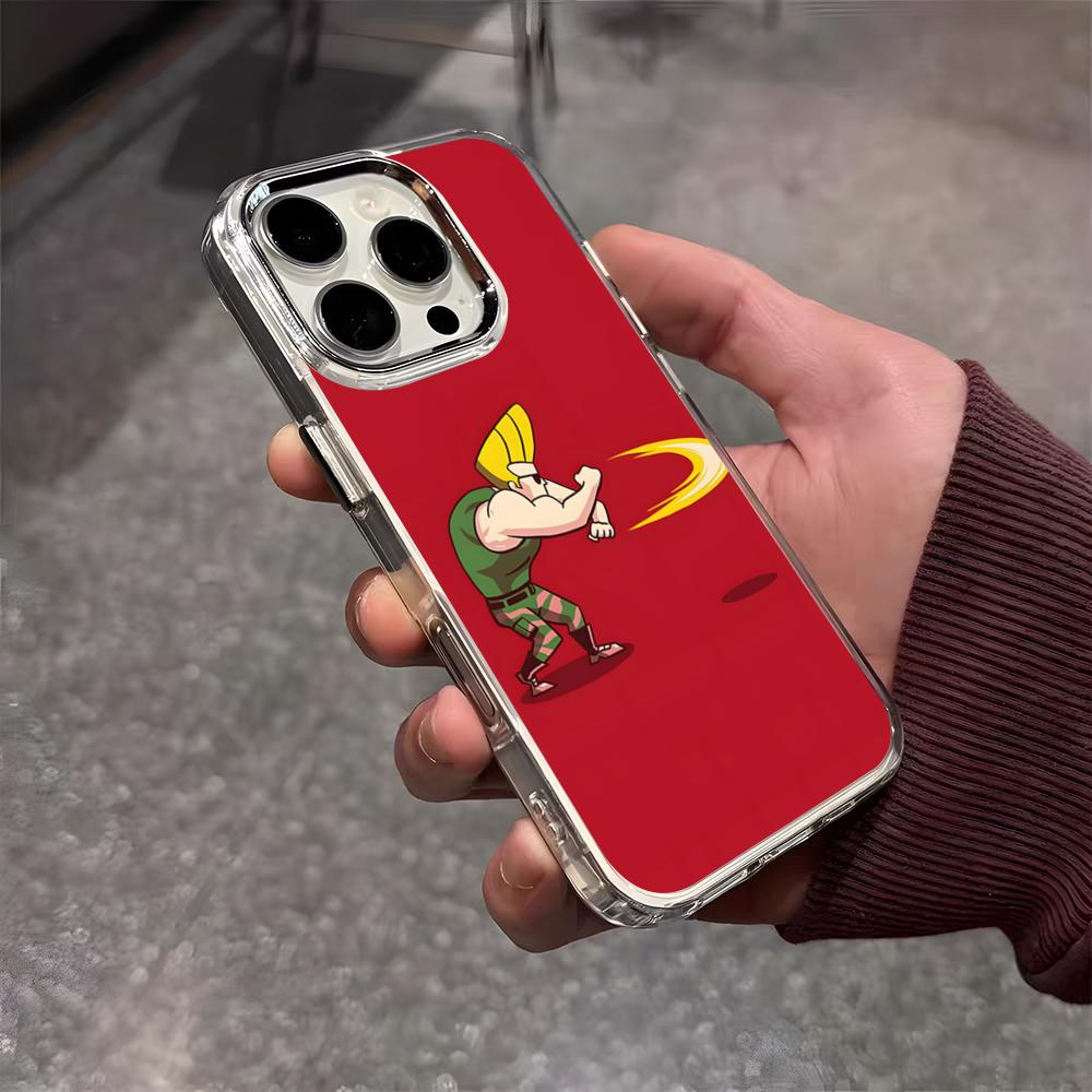 Johnny Bravo Anime Phone Case For IPhone 17 Air 16 E 15 14 13 12 11 Plus Pro Max Electroplated Transparent Soft Shell