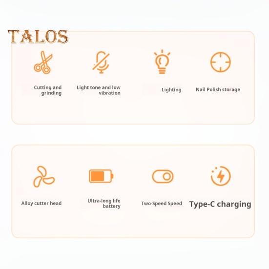Электрическая машинка для стрижки ногтей, полировщик со светодиодной подсветкой, 2-скоростная, регулируемая, тип C, перезаряжаемая, автоматическая пилка для ногтей для детей, взрослых, пожилых людей, маникюр