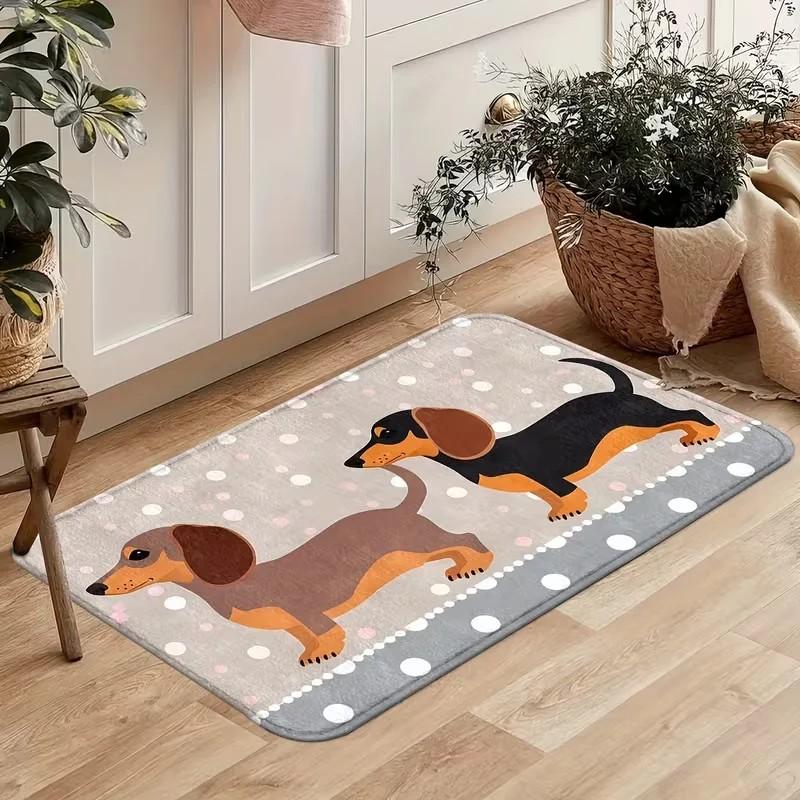 VIKAMA Cute Maltese Dog Print Bath Mat Non Slip Absorbent Washable Puppy Floor Rug Entrance Doormat Pet Lover Home Decor