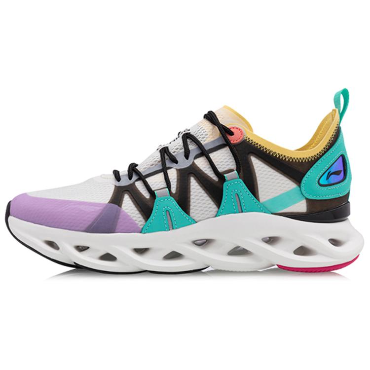 Li Ning Амортизирующие Нескользящие Низкие Беговые Кроссовки Мужские Белый Фиолетовый Зеленый ARHQ057-4