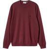 Свитер женский FW24 с вышитым логотипом, рубчатый край, однотонный, повседневный, с круглым вырезом, цвет Глубокий красный I030841-2CP-XX