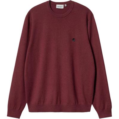 Свитер женский FW24 с вышитым логотипом, рубчатый край, однотонный, повседневный, с круглым вырезом, цвет Глубокий красный I030841-2CP-XX