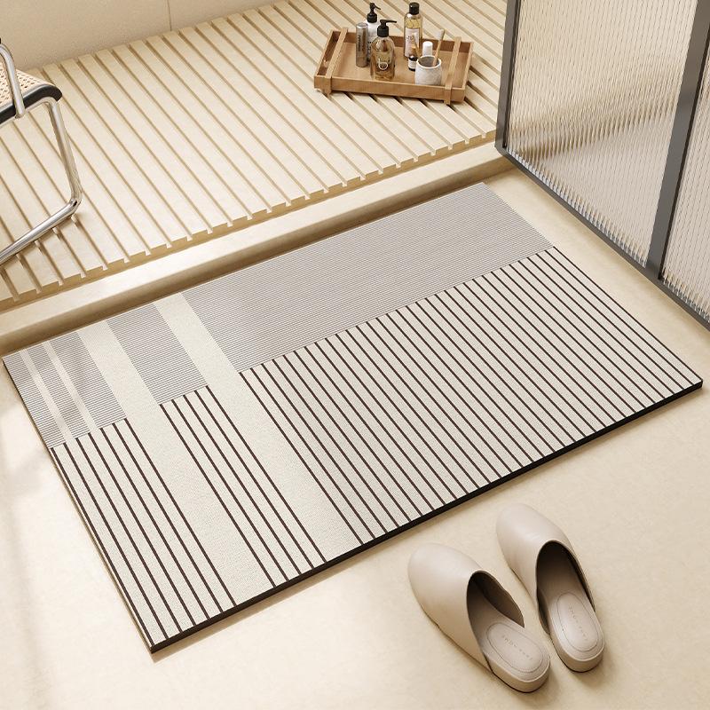 Non-Slip Diatomaceous Earth Bath Mat Soft and Safe Bathroom Rugs Quick Drying and Super Absorbent Rectangular Woven Mat