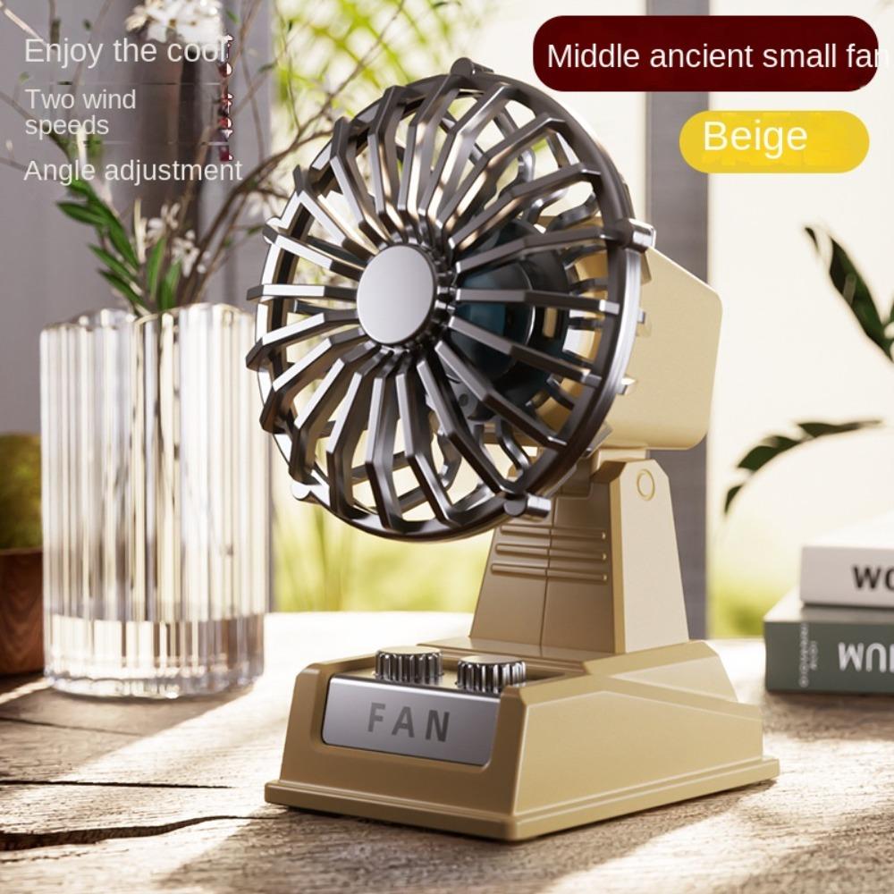 Portable Desktop Fan 2-speed Adjustable Wind Speed Camping Fan Retro Mini Fan Summer