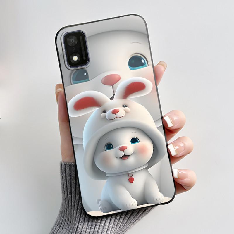Чехол для ITEL A17 / ITEL A18 Чехол Роскошный Милый Кролик с Сердечком Забавный Мягкий Силикон Черная ТПУ Задняя Крышка Для ITEL A17 A 18 Чехол для Телефона