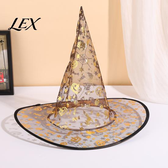 Карнавальный наряд на Хэллоуин, Женская шляпа-ведьма из органзы, Костюм волшебника для взрослых, Семейные праздничные сувениры, Аксессуары, Легкая, дышащая, заостренная