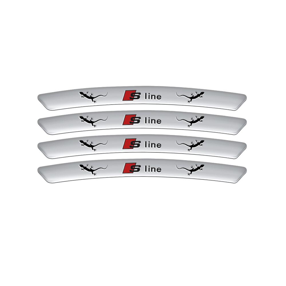 4pcs Car Emblem Wheels Rims Stickers Auto Styling Decor Accessories For Audi SLine Quattro S3 S4 S5 S6 S7 S8 A4 A3 8P A6 C7 RSQ3