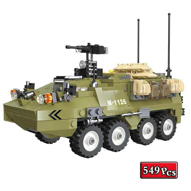New Arrival World War II Military Series M1126 Armored Vehicle Model Collection Ornaments Building Blocks Bricks Toys