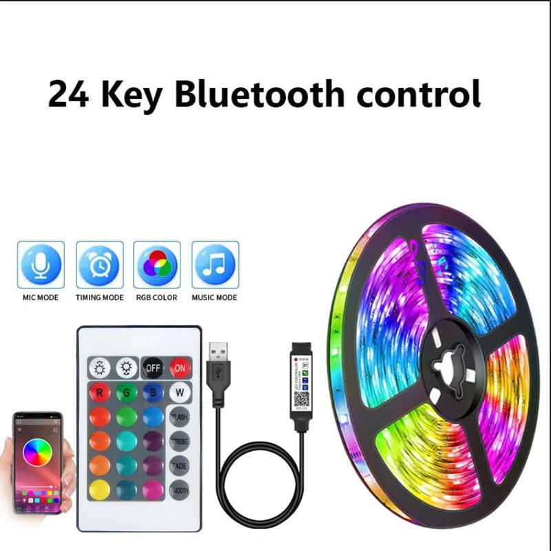 Светодиодные ленты Bluetooth SMD 5050 RGB Управление через приложение и пульт ДУ Гибкая лента Диодная лампа Лента Подсветка для ТВ Игровая комната Домашний декор