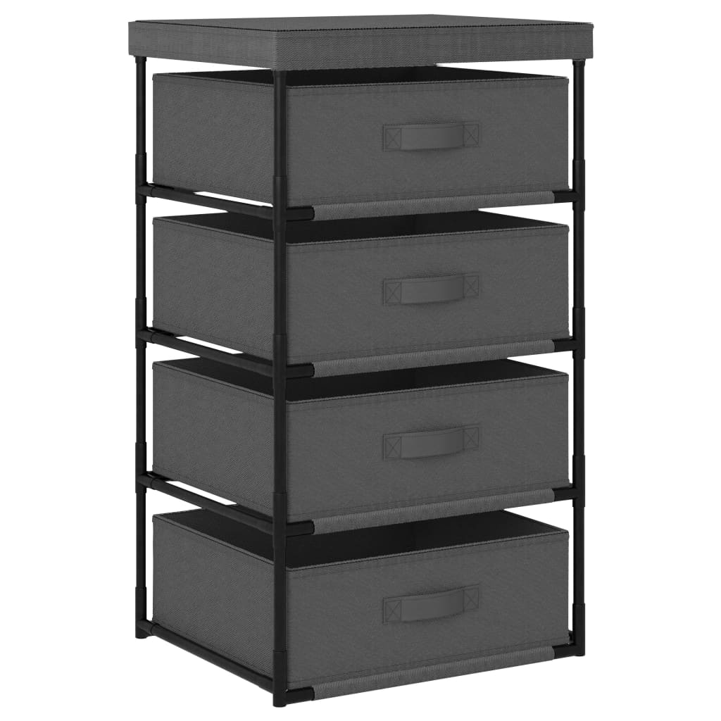 Storage Shelf with 4 Fabric Bins Steel Gray
