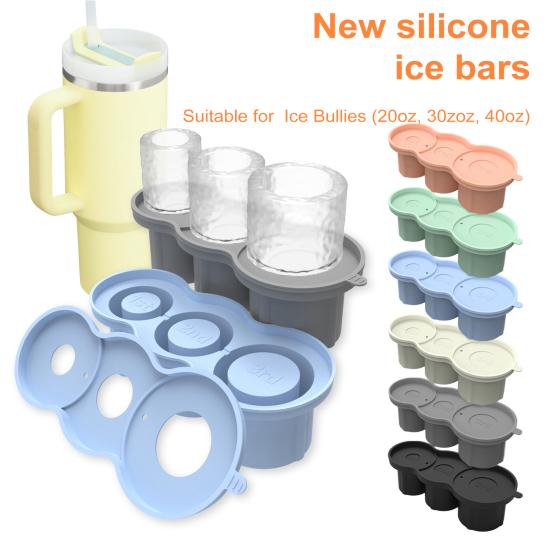 Silicone Ice Mold Cylinder Ice Cube Tray for 20-40oz Tumbler Cup with Lid Hollow Shape Stackable Easy Release Juice Whiskey Cocktail Ice Cubes