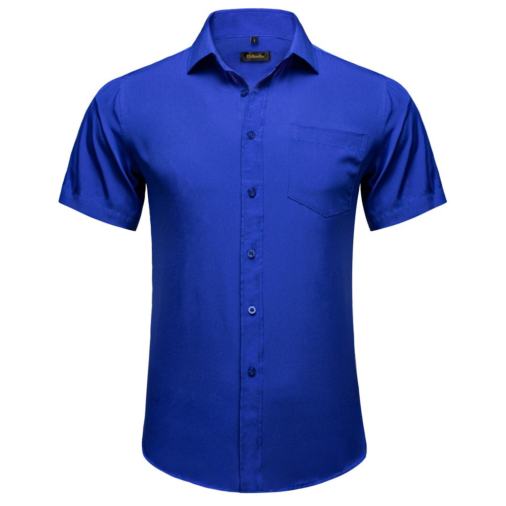 Mens Red Fashion Short Sleeve Dress Shirts Regular Fit Casual Button Down Shirts