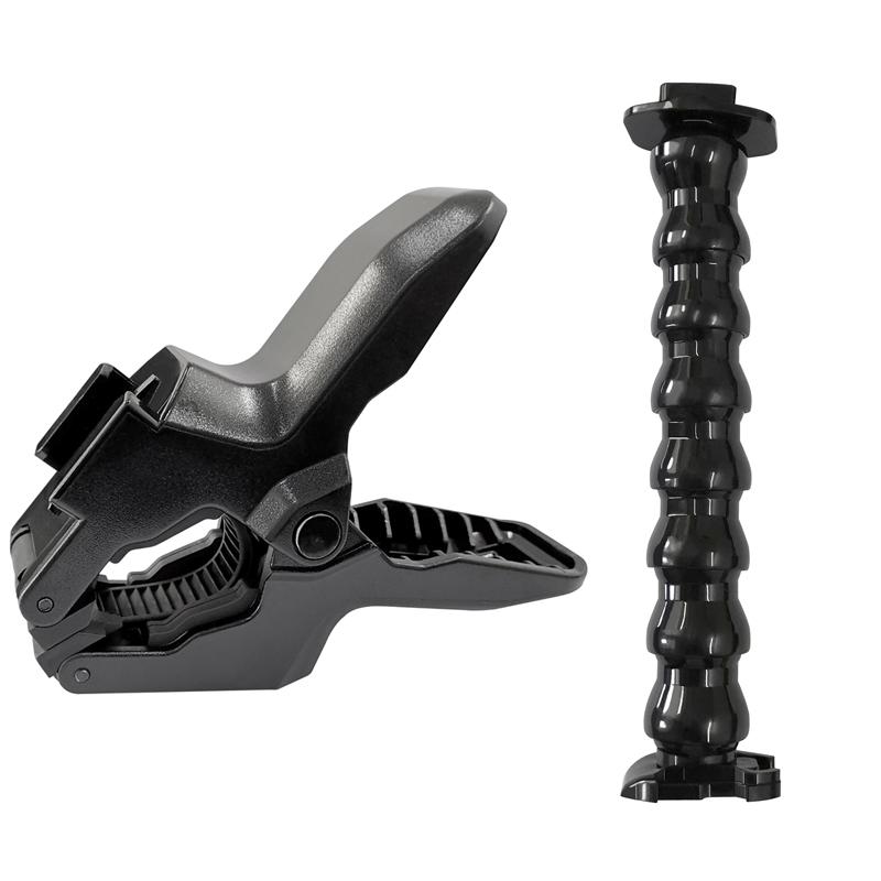 Крепление-прищепка Jaws с регулируемой 8-секционной гибкой ножкой для камер GoPro Hero 12 11 10 9 8 Insta360 X3 DJI Osmo Action